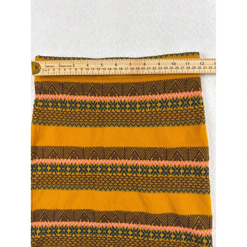 Free People Womens XS Mustard Yellow Fair Isle Knit Mini Skirt Geometric Boho