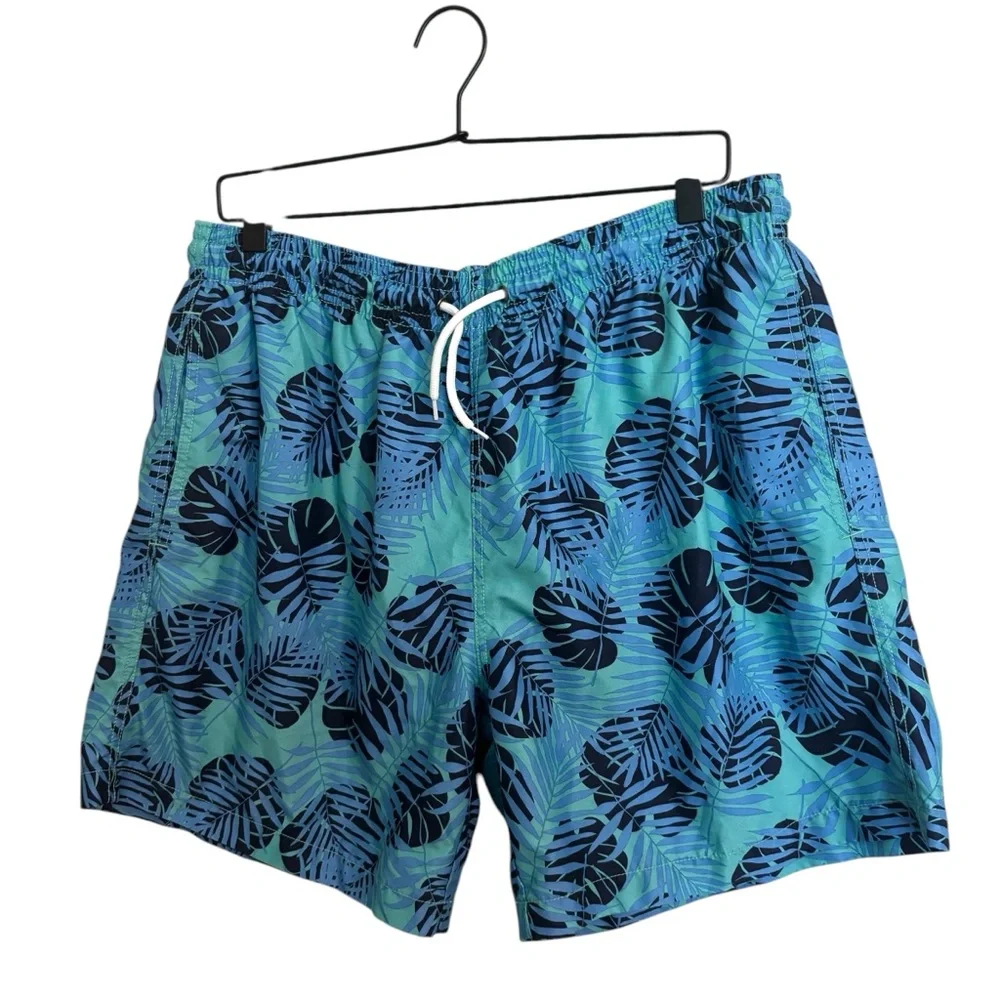 Trunks‎ Surf Co. Blue Leaf Pattern Swim Trunks XL
