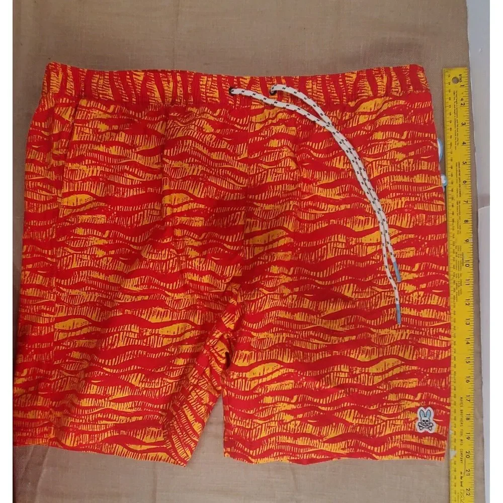 PSYCHO‎ BUNNY FOLEY NEW MEN'S SWIM SHORTS SIZE XXXL Neon Orange