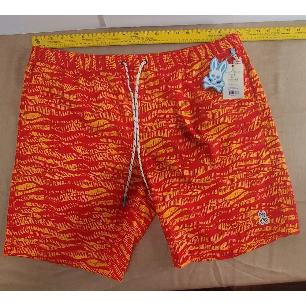 PSYCHO‎ BUNNY FOLEY NEW MEN'S SWIM SHORTS SIZE XXXL Neon Orange