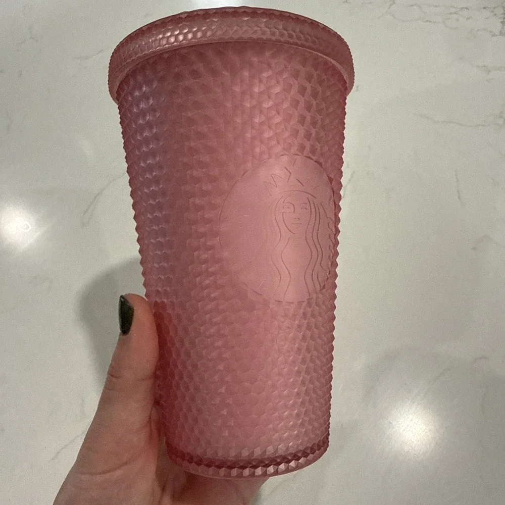 Starbucks Matte Pink Textured Soft‎ Touch Grande Tumbler ColdCup 16 oz No Straw