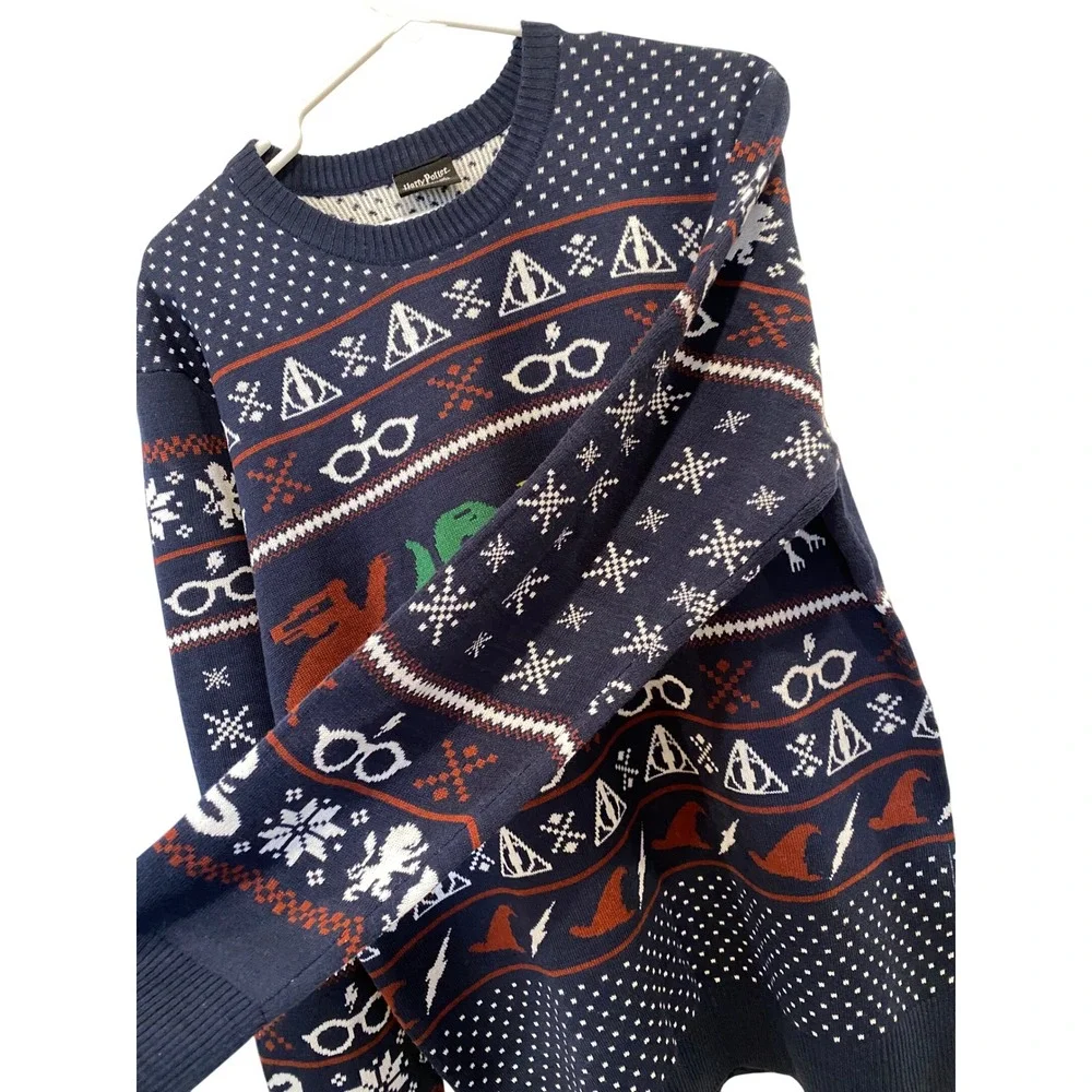 Harry Potter Ugly Christmas Sweater Gryffindor Slytherin‎ Hogwats House Crests