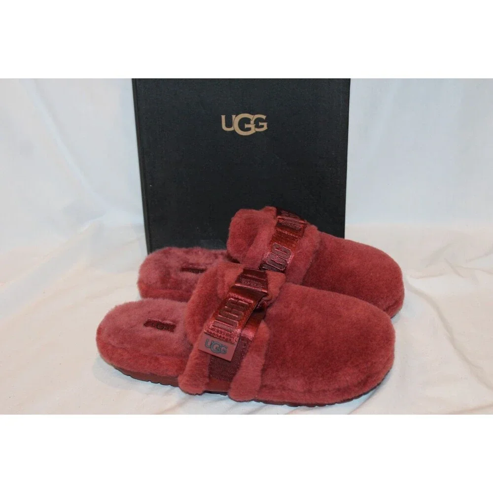 UGG WOMEN 9 MEN 7 SHEARLING LINED CLOG SLIPPERS NIB BURGUNDY NIB