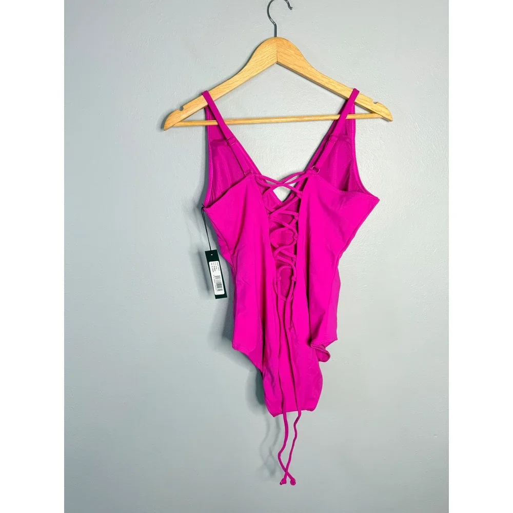 Ta3 Plungey Pink XL‎ Short One Piece Swim NWT