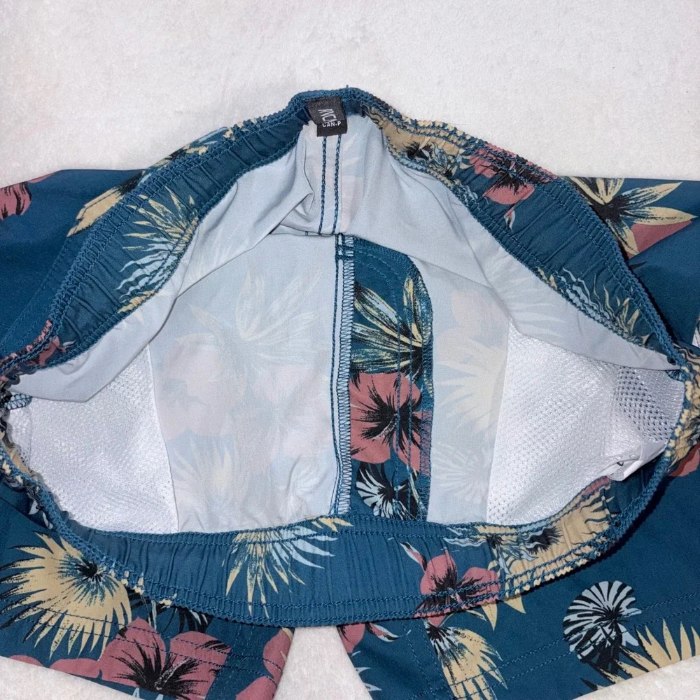 RVCA‎ Boardshorts Mens Small Blue Floral Tropical VA Elastic Waist Swim Trunks