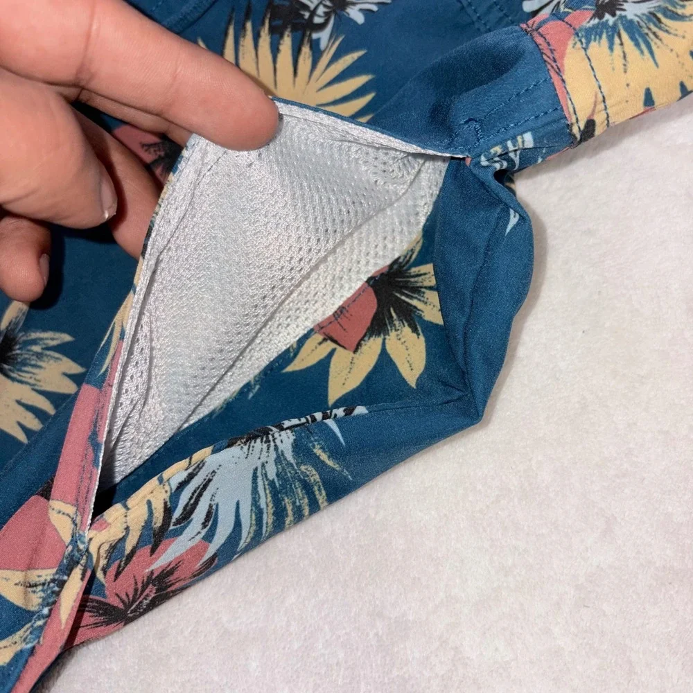 RVCA‎ Boardshorts Mens Small Blue Floral Tropical VA Elastic Waist Swim Trunks