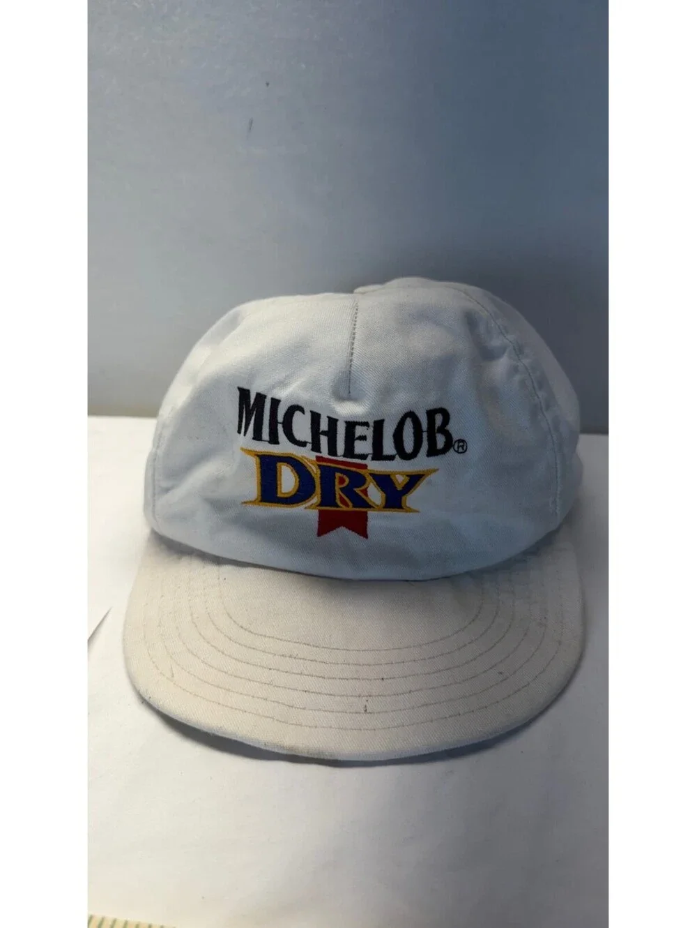 Vintage Michelob Dry Beer Snapback Hat Cap White Made in USA E-2