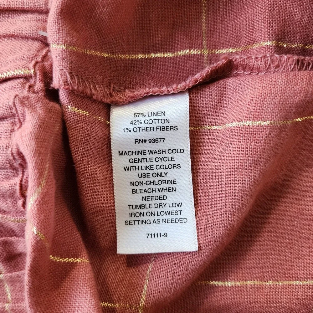 Liz Claiborne Size 14‎ Women's Rose Linen Blend Shorts Windowpane Plaid Summer