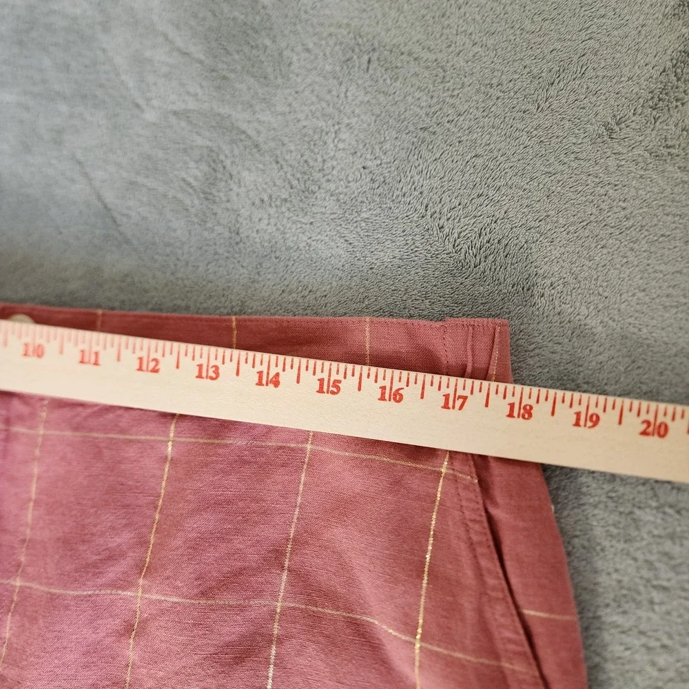 Liz Claiborne Size 14‎ Women's Rose Linen Blend Shorts Windowpane Plaid Summer