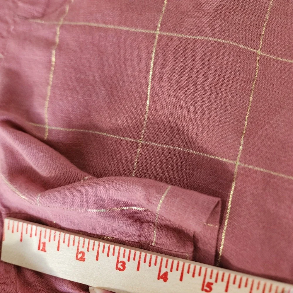 Liz Claiborne Size 14‎ Women's Rose Linen Blend Shorts Windowpane Plaid Summer