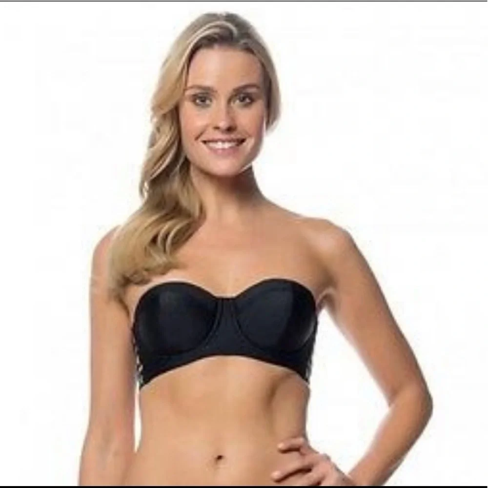NWT Jessica‎ Simpson Black U-Wire Strappy Swim Top