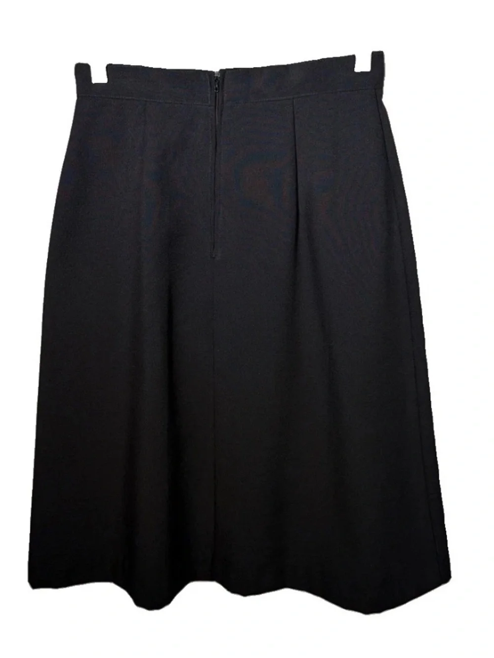 Vtg 80s Claude Women's Black Pleated Knee Length Skirt Size Small Button Detail