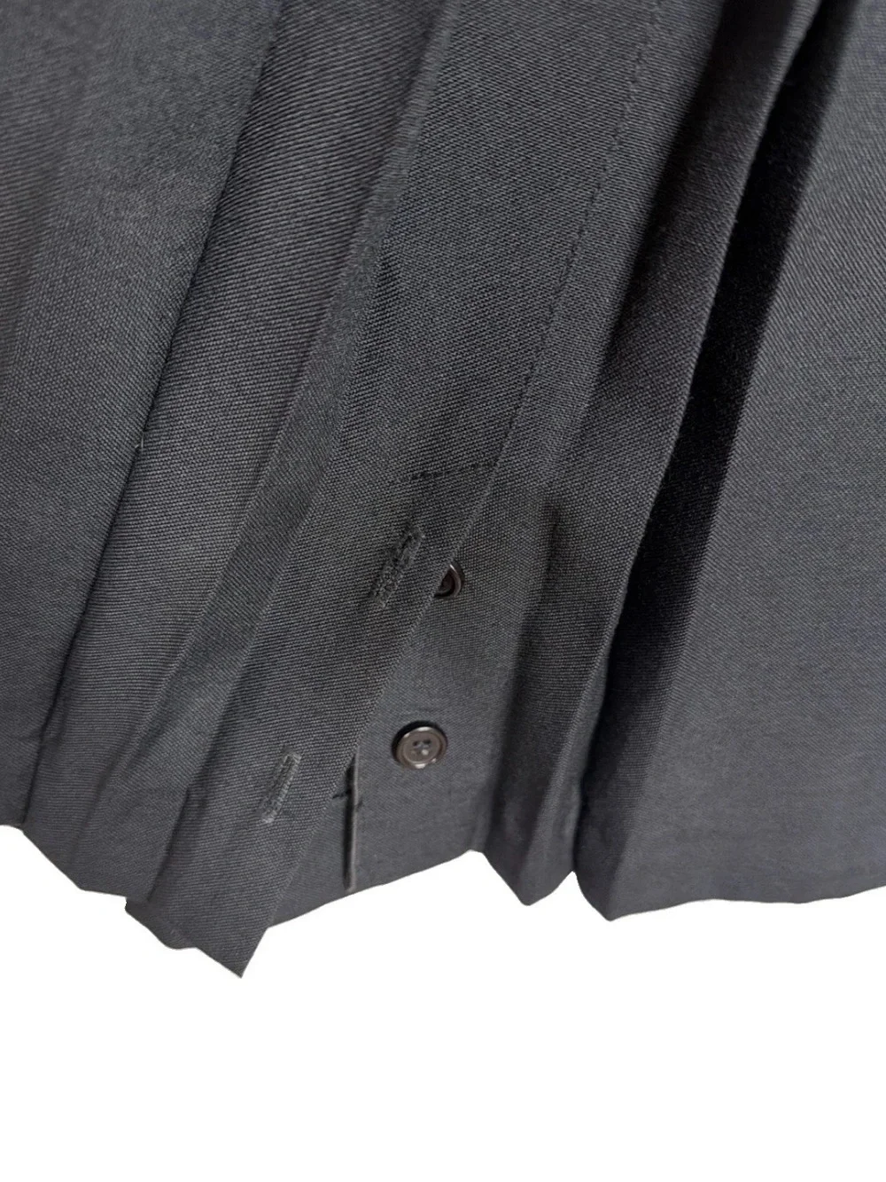 Vtg 80s Claude Women's Black Pleated Knee Length Skirt Size Small Button Detail