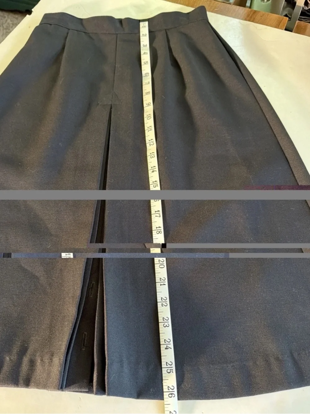 Vtg 80s Claude Women's Black Pleated Knee Length Skirt Size Small Button Detail
