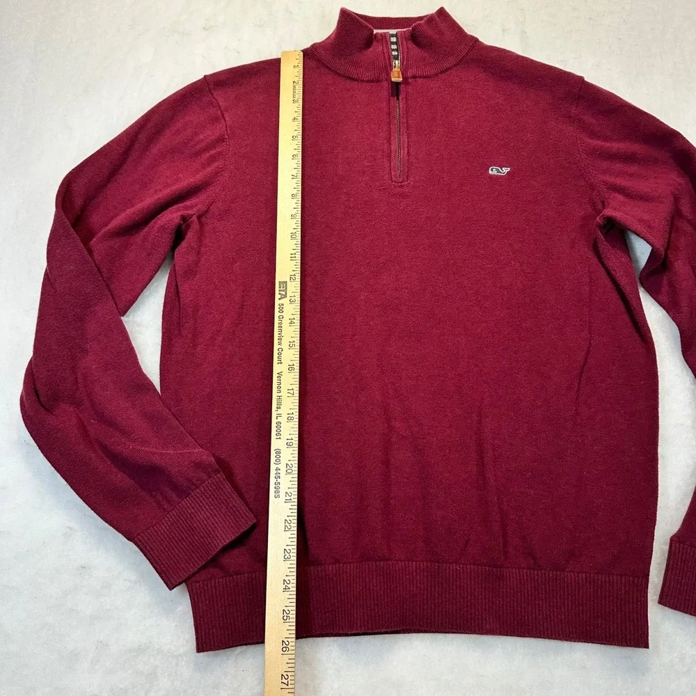 Vineyard Vines‎ Quarter Zip Sweater Mens Medium Burgundy Preppy Cotton Pullover