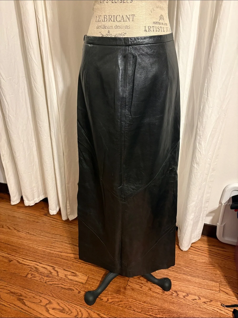 VINTAGE 80’s Leather MAXI Skirt BUTTERY SOFT Black Harold’s Size 10 Whimsy-goth