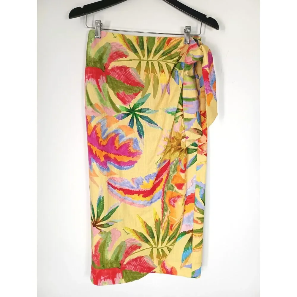 Sezane Farm Rio Skirt Floral Maxi Tropical Boho Cruise‎ Artsy Resort Size 36