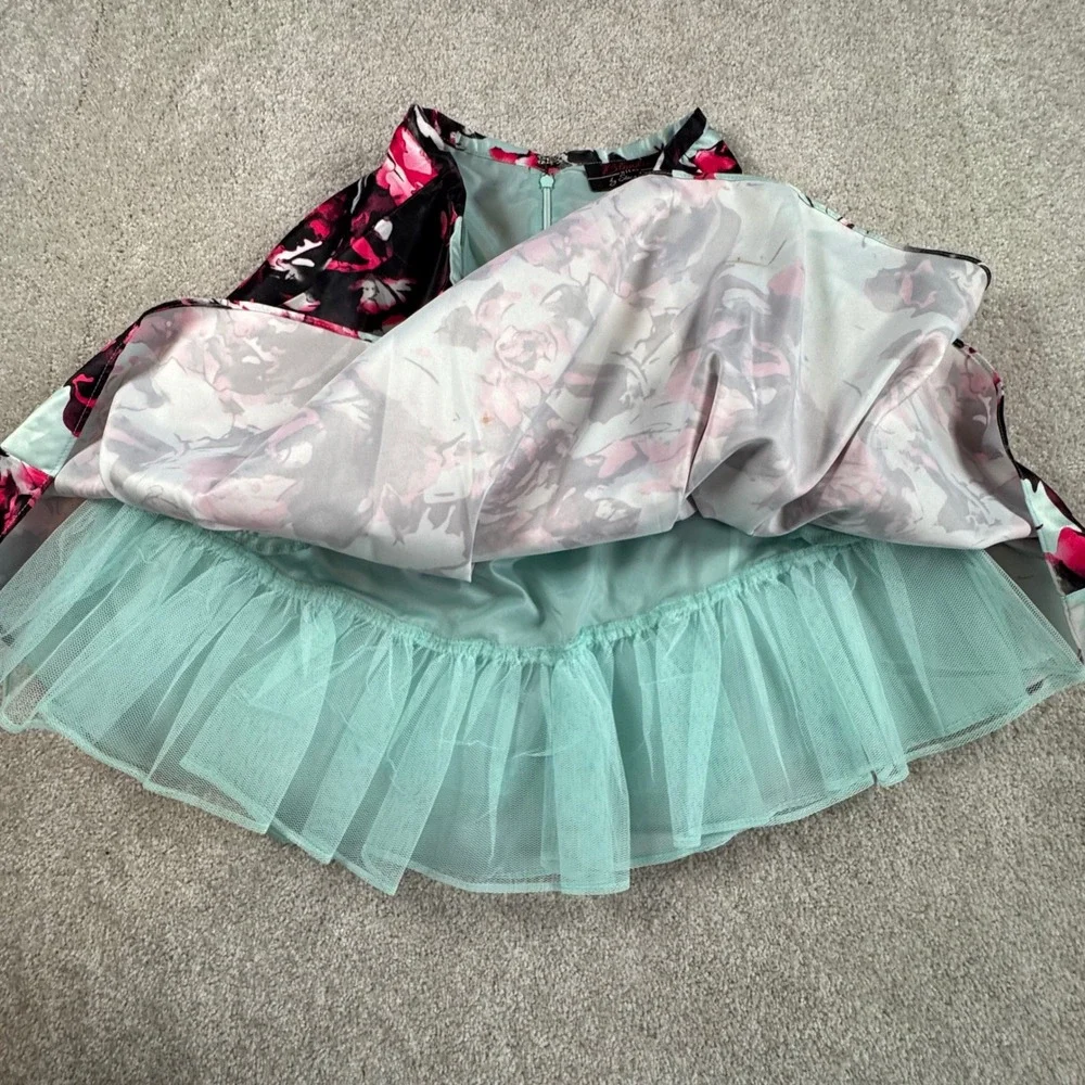 Blondie Nites Stacy Sklar Floral Satin Skirt Tulle Crinoline Blue Pink Black‎ 3