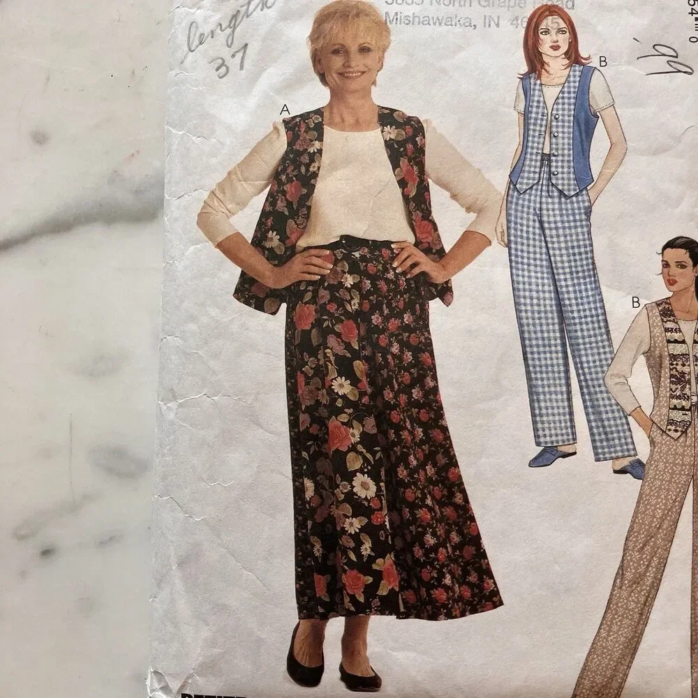 Vintage McCall’s Pattern 8295 Women’s Top Vest‎ Pants & Skirt Size 16-18-20 Cut