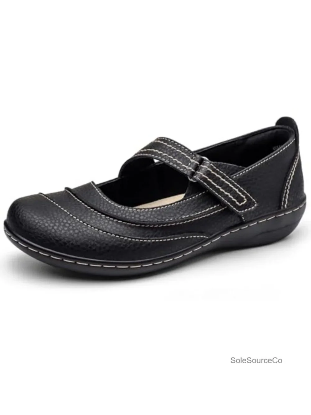 Women's Leather Mary Jane Flats Comfortable Business Casual Work Shoes