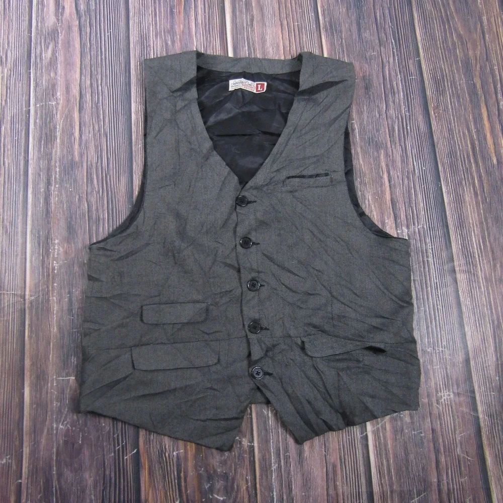 Suit Vest Sovereign Code Mens L Gray Tweed Polyester 3 Piece Formal‎ Waistcoat