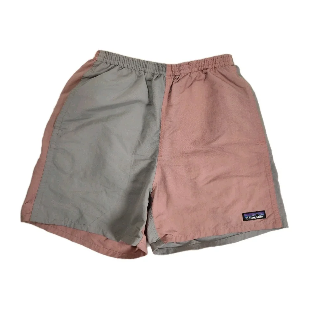 Patagonia Drawstring Waist Shorts Swim Trunks Size XS Gray And Pink Color Block