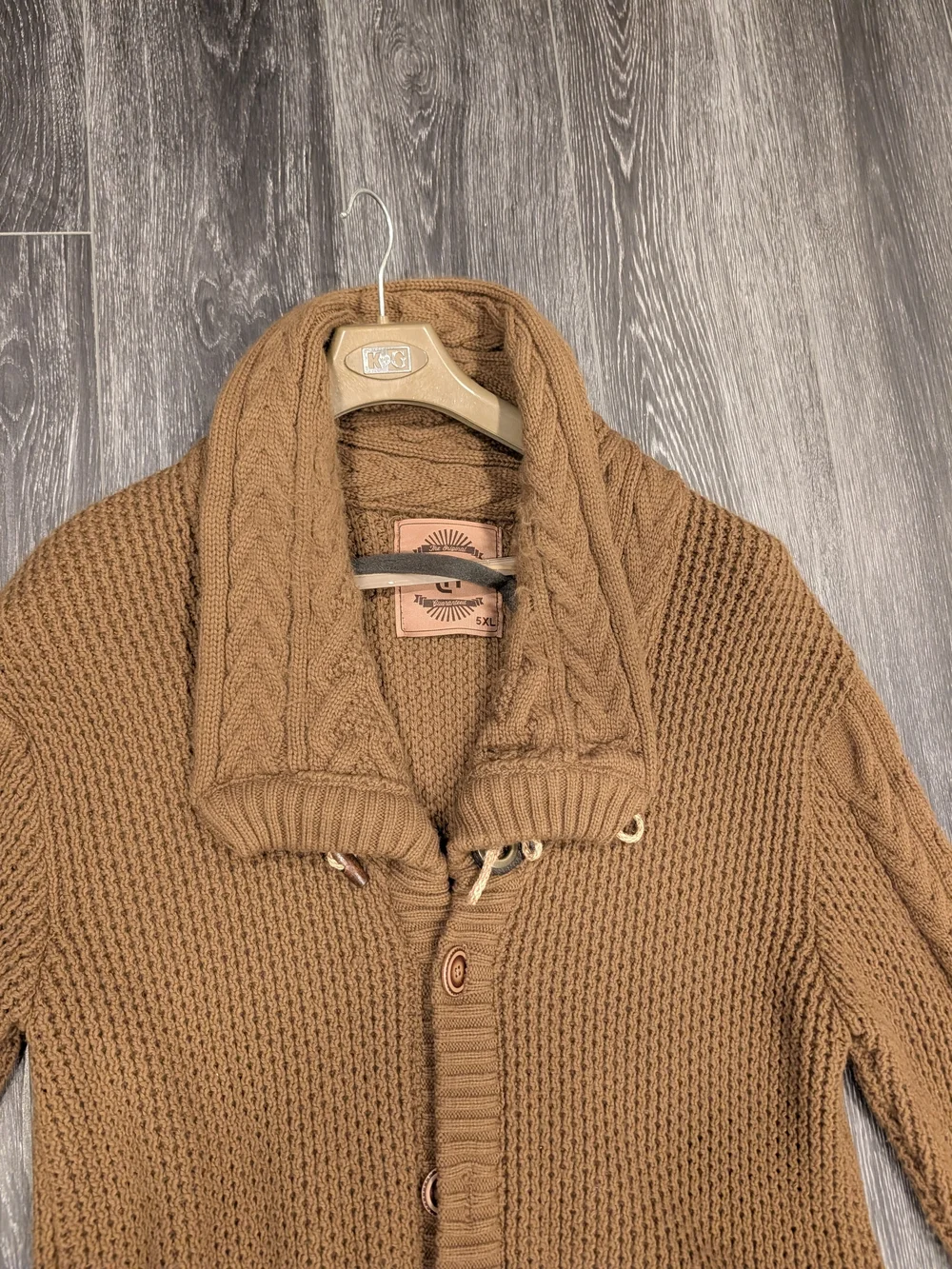 Men's Cable-Knit Shawl Collar Sweater Cardigan - Brown
