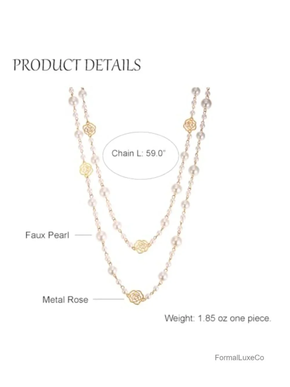 Simulated Pearl Multi Strand Layered Necklace for Women, 29.5