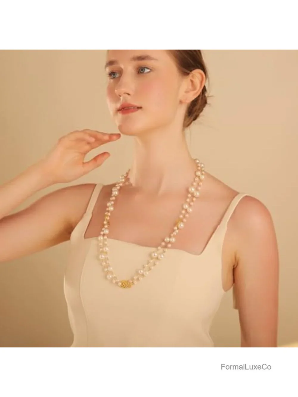 Simulated Pearl Multi Strand Layered Necklace for Women, 29.5