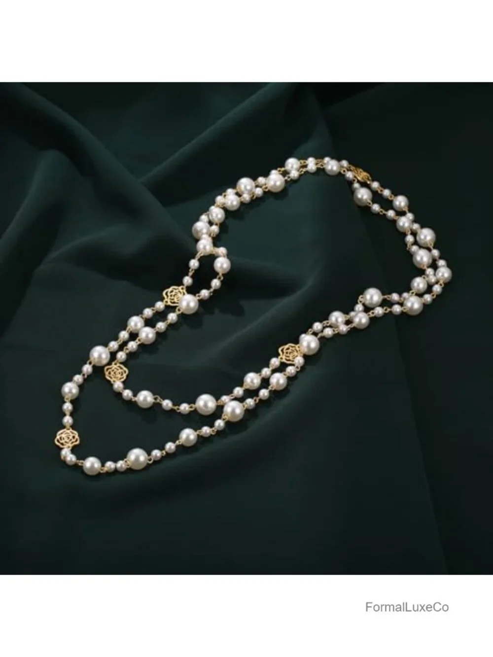 Simulated Pearl Multi Strand Layered Necklace for Women, 29.5