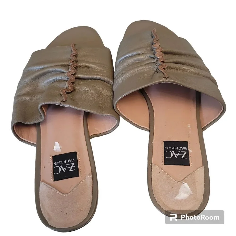 Zac Posen ruched  Yana sandals in khaki olive green