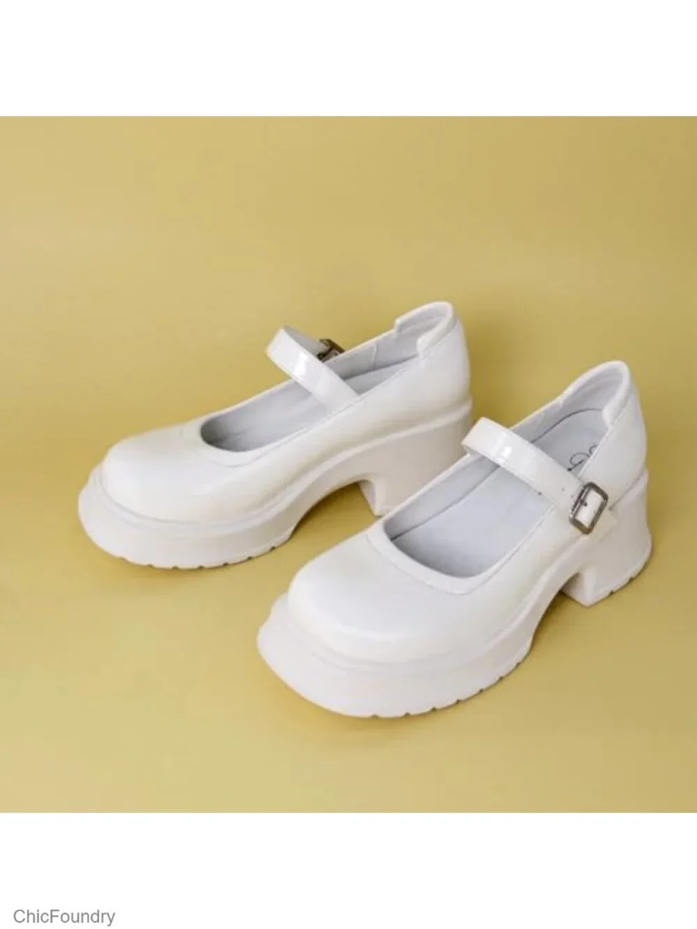 Mary Jane Platform Chunky Block Heels PU Leather Ankle Strap Oxfords Women's
