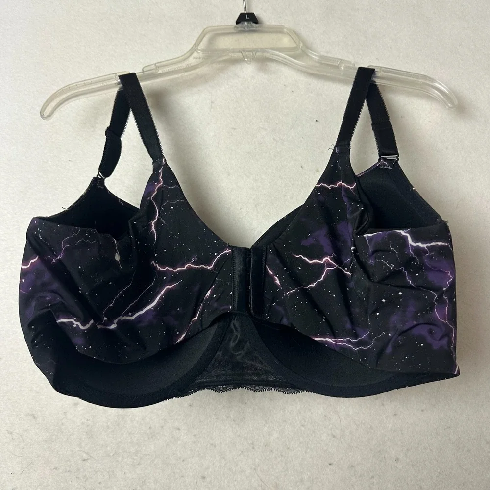 Torrid Curve 360 Back Smoothing T-Shirt Bra 42DD Purple‎ Lightning Galaxy Space
