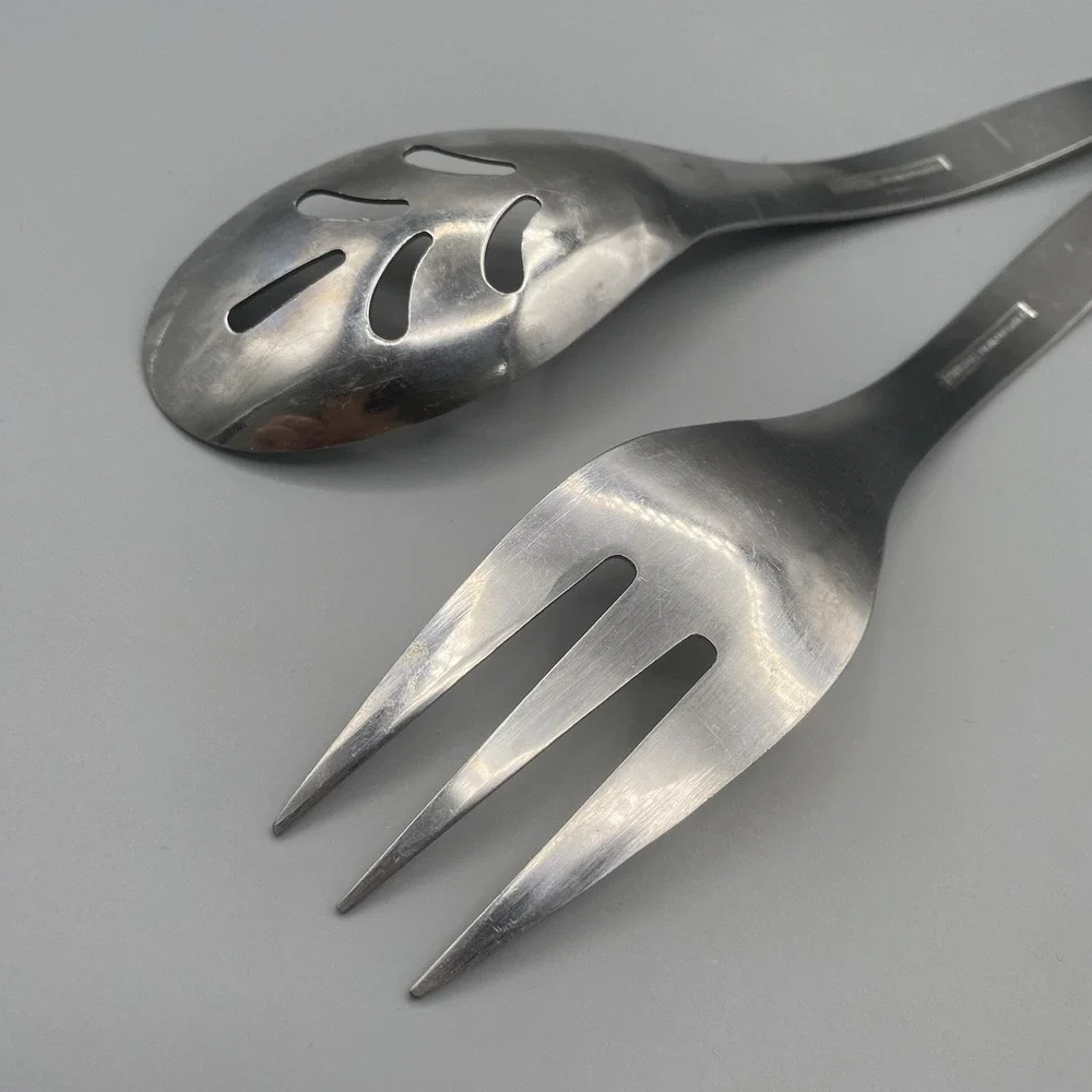 Cambridge VERA‎ 2pcs Stainless Meat Fork Slotted Serving Spoon Tablespoon Wavy