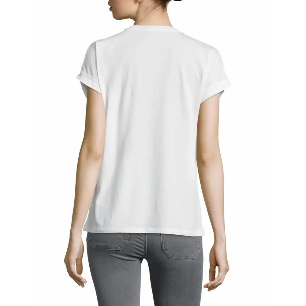 New! MICHAEL KORS Women's MK Circle Logo Cold-Shoulder Top Blouse Color White