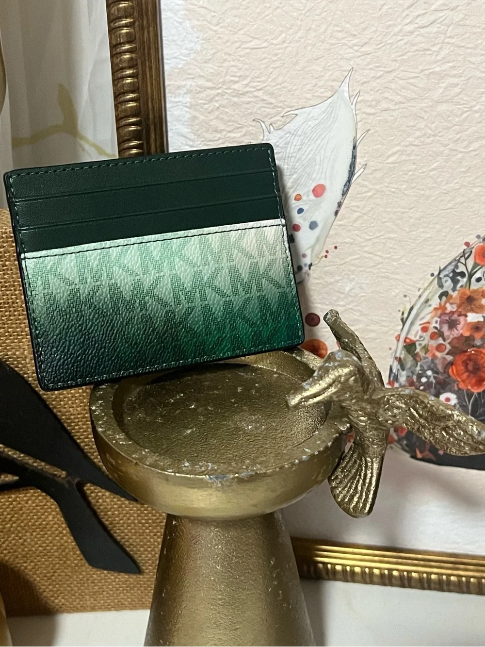 Michael Kors Dark Green to Mint Gradient Card Holder