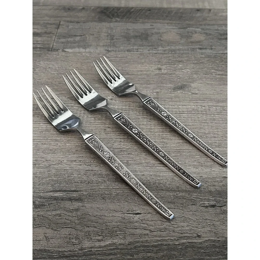 Vintage MCM United‎ Silver Cordova Dinner Forks Stainless Steel Japan Set of 3