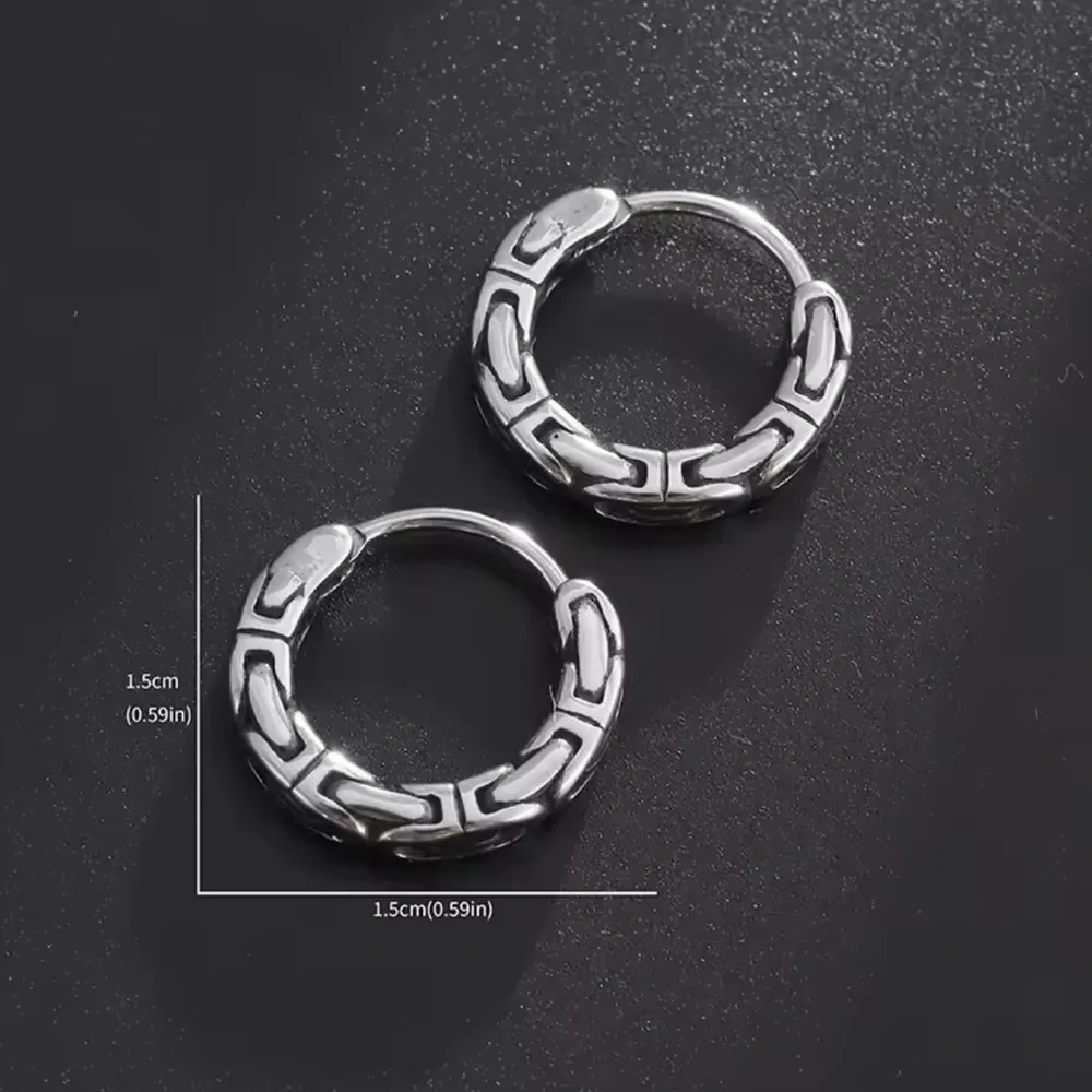 Platinum Plated Interlocking Links Biker Huggie Hoop Earrings Punk Unisex