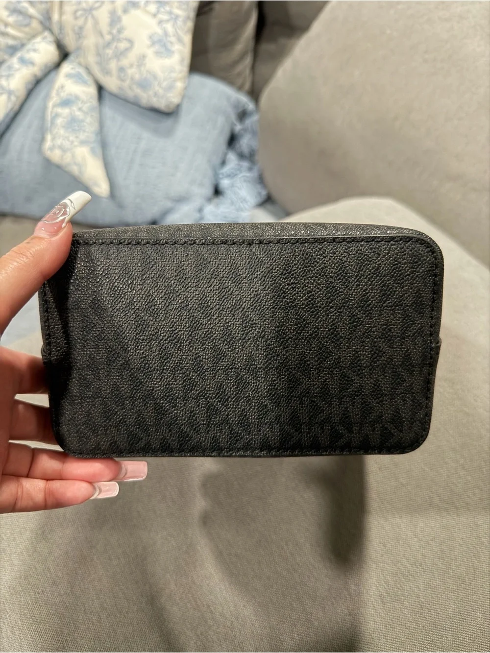 Michael Kors Black Signature Monogram Bucket Messenger Bag