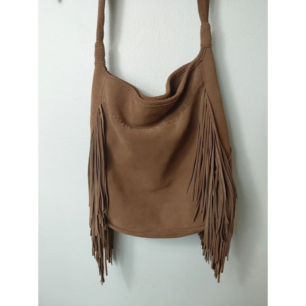 Margot Guanine Leather Crossbody Bag Brown Bill Tassel Boho Y2k LagenLook‎