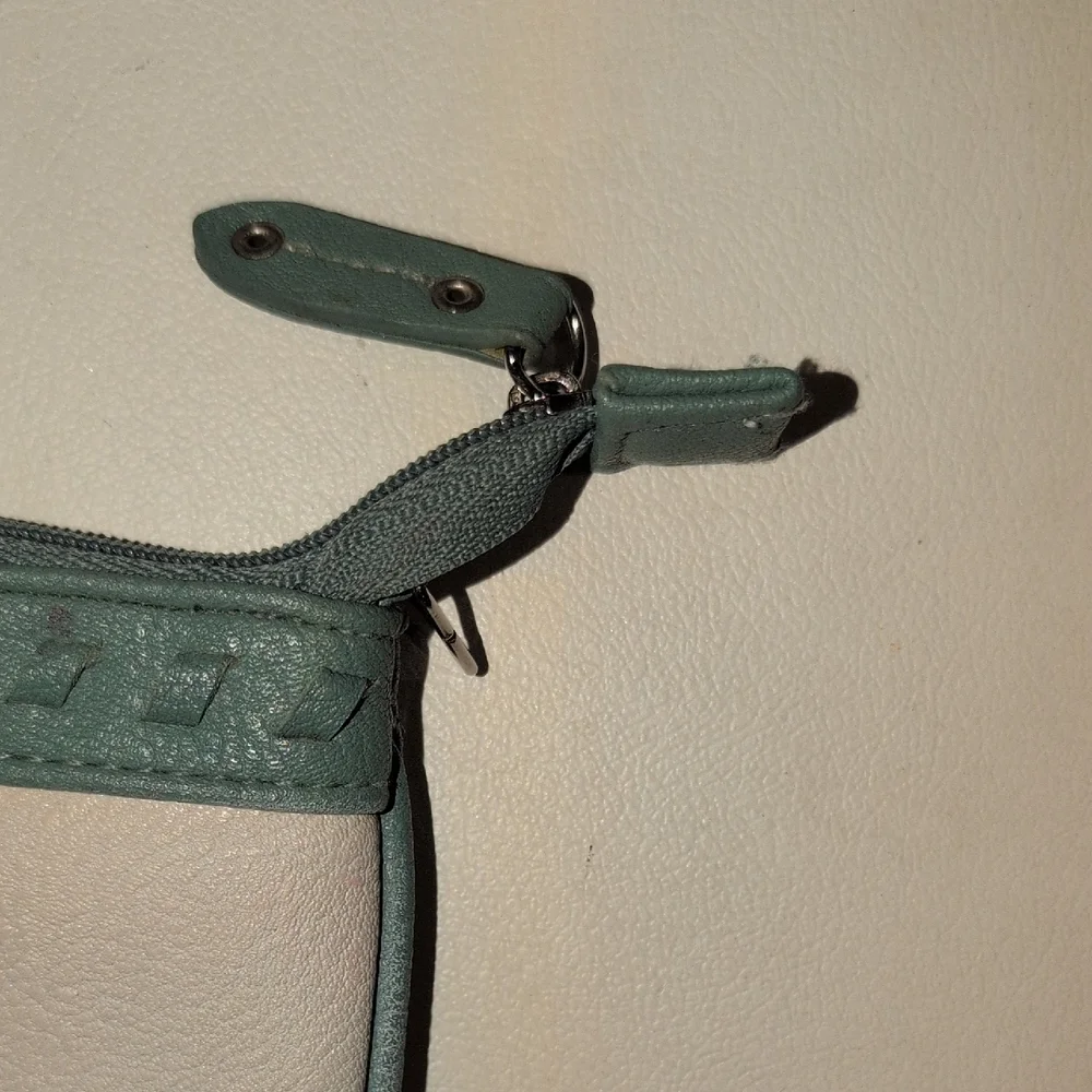 Franco Sarto Cream and Teal Wristlet