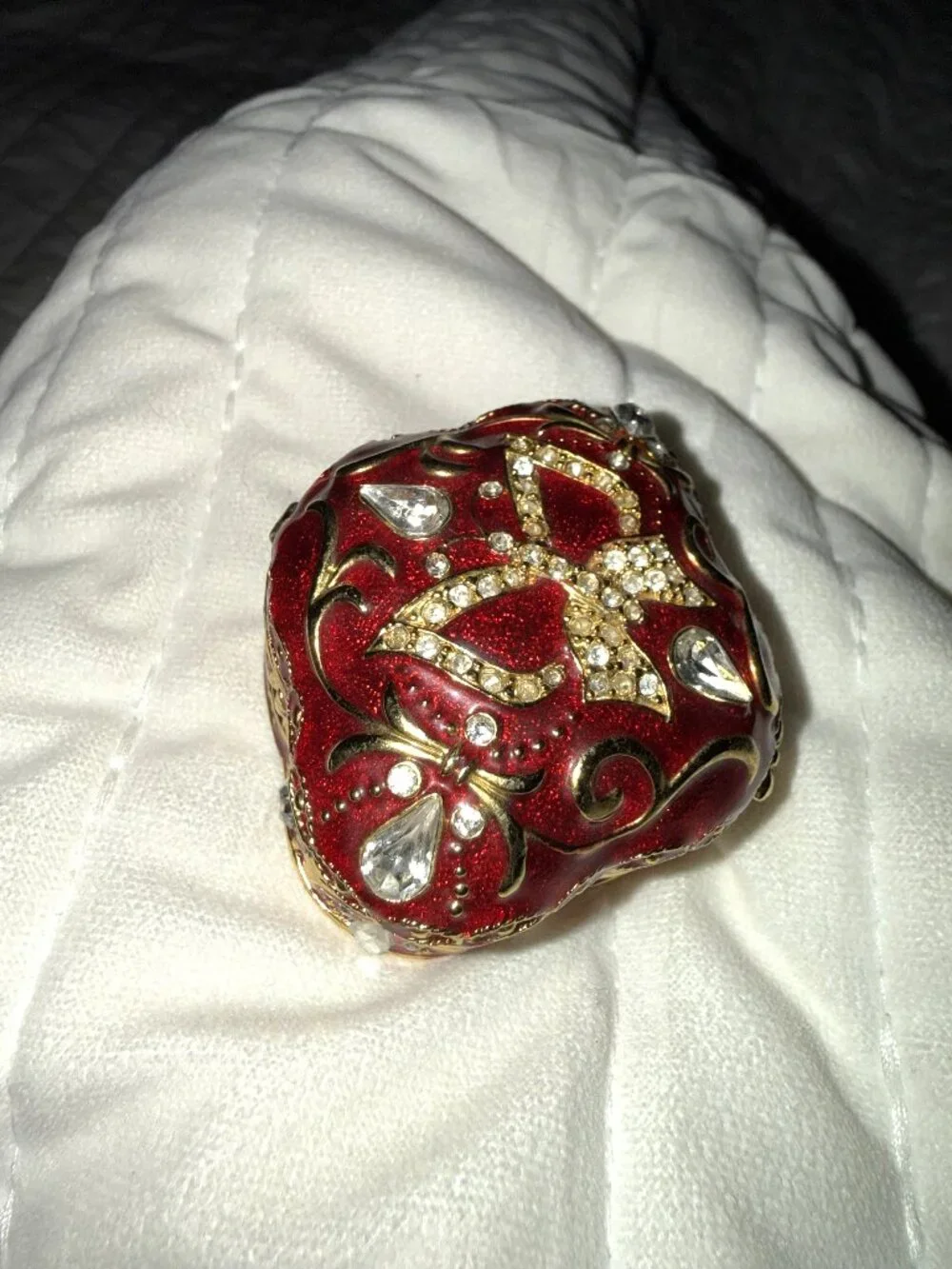 ROMAN, INC Red Enameled Butterfly Trinket Box
