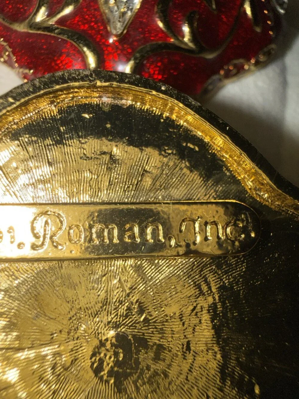 ROMAN, INC Red Enameled Butterfly Trinket Box