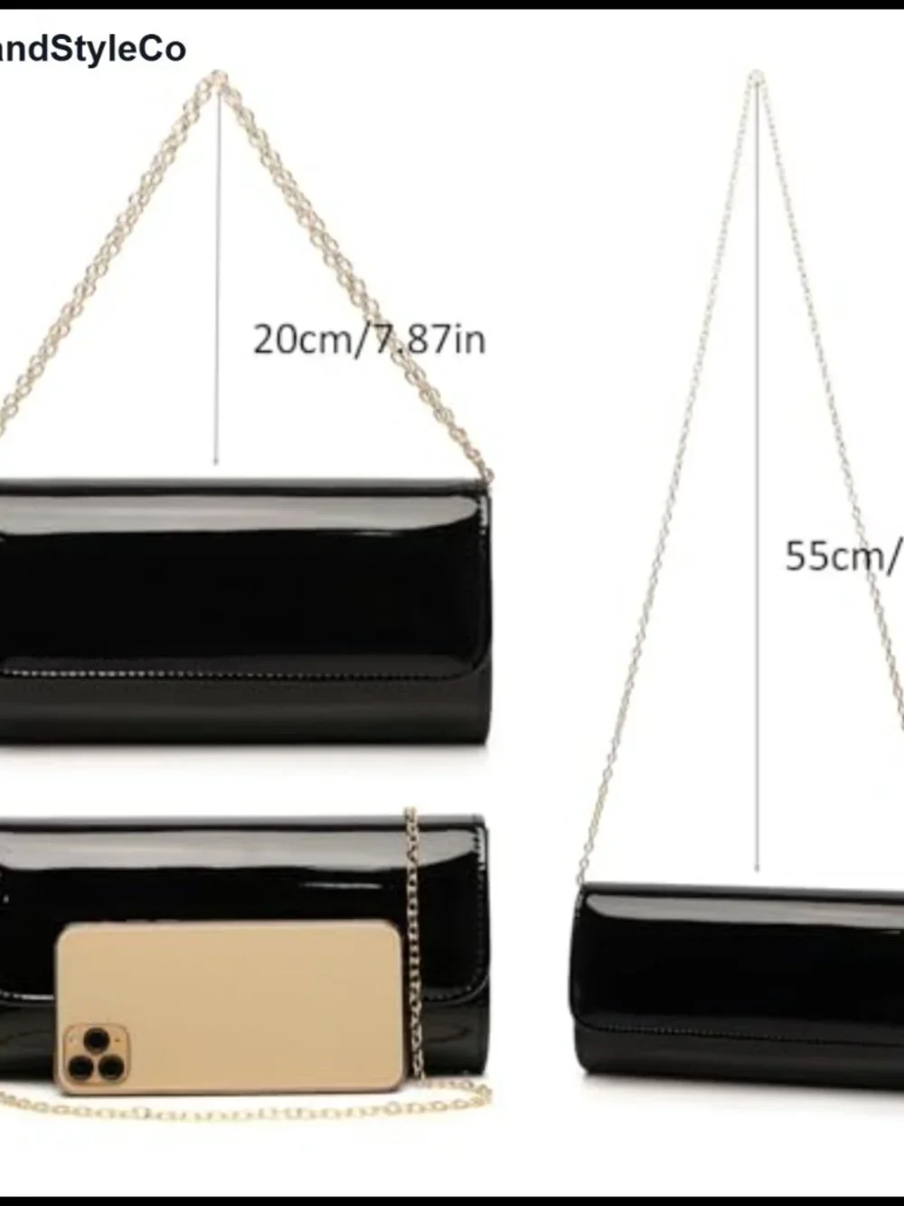 Patent Leather Envelope Clutch Evening Bag Womens Foldover Shoulder Crossbody