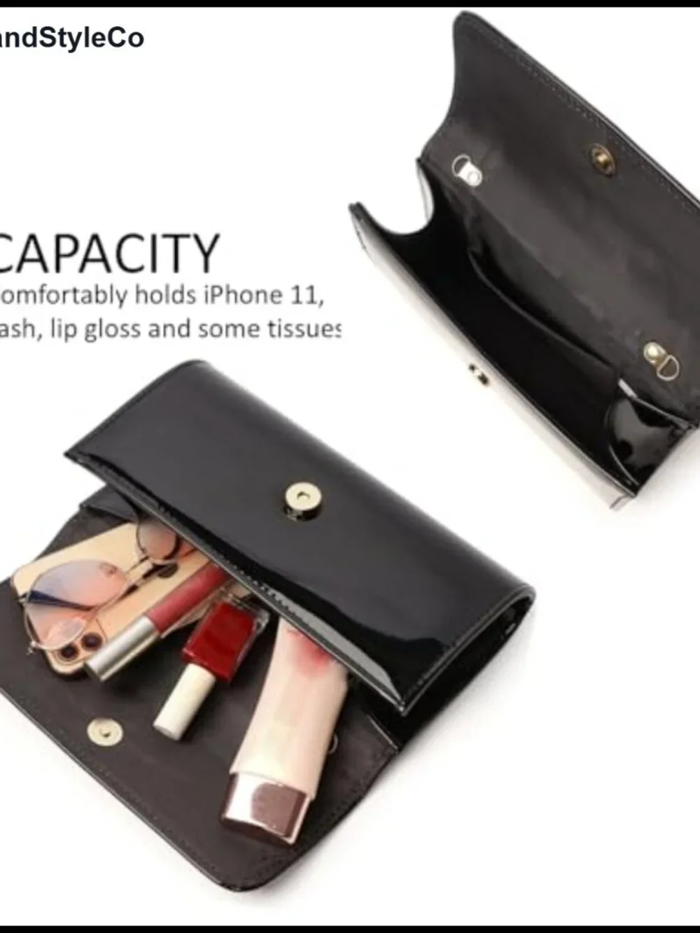 Patent Leather Envelope Clutch Evening Bag Womens Foldover Shoulder Crossbody