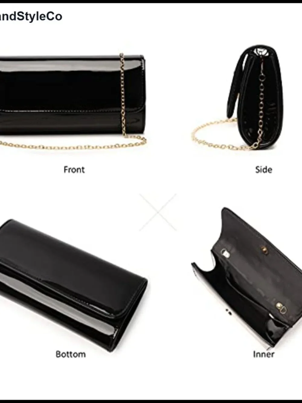 Patent Leather Envelope Clutch Evening Bag Womens Foldover Shoulder Crossbody