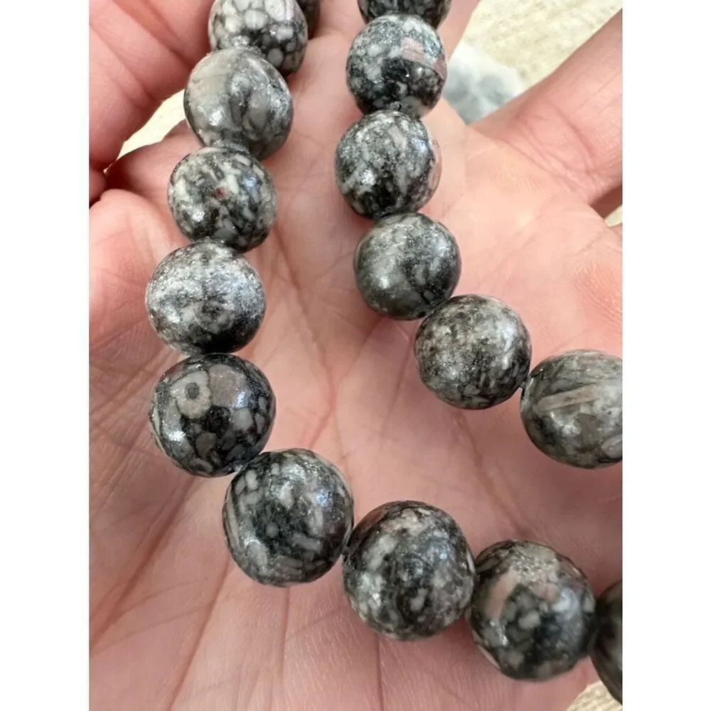 New Round Gray-Black Stone Beads