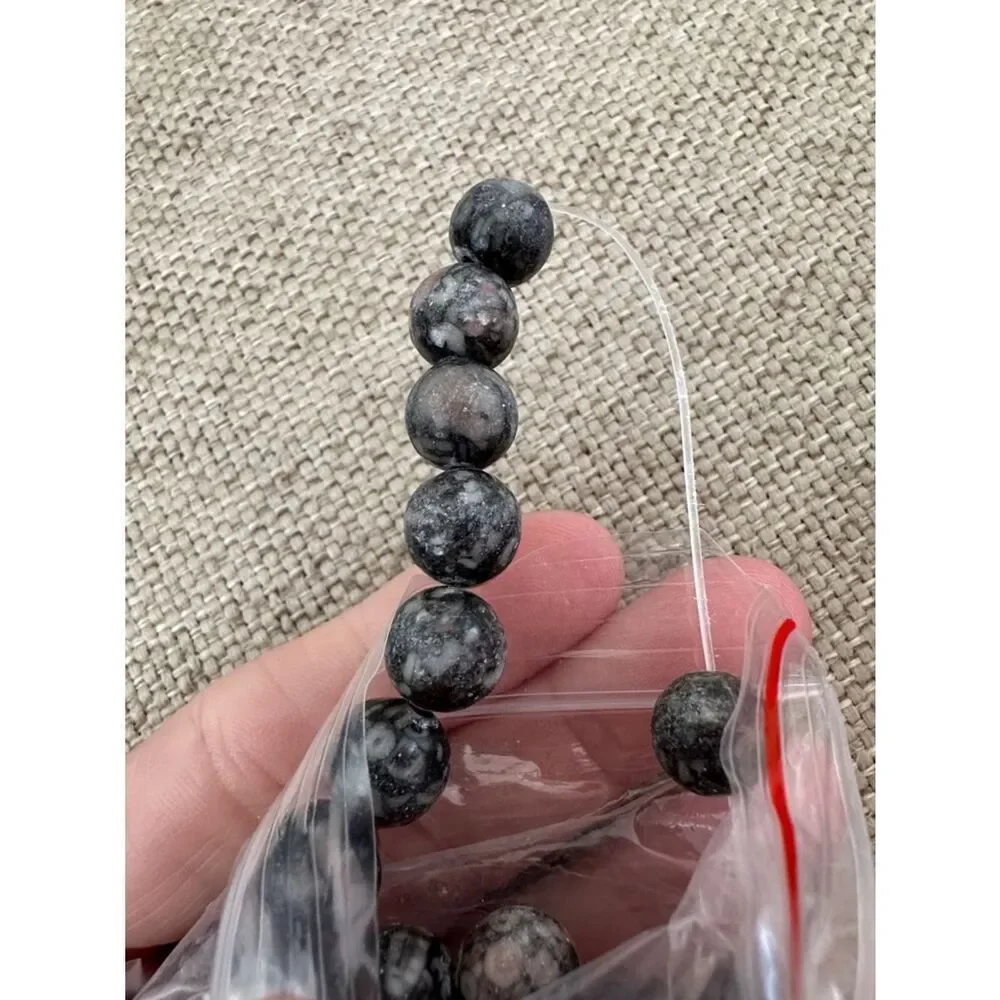 New Round Gray-Black Stone Beads
