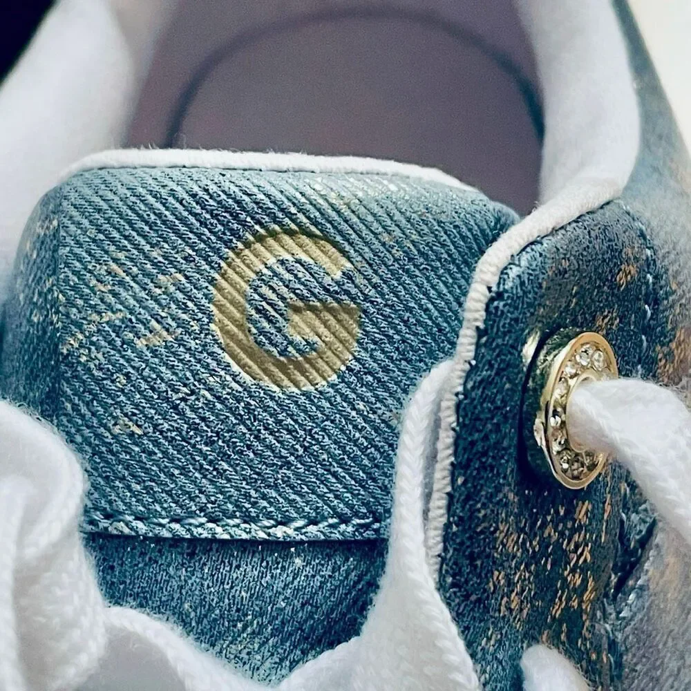 NWT Gorgeous GBG GUESS Los Angeles 11M Ggorry Denim Studded Rhinestones Sneakers