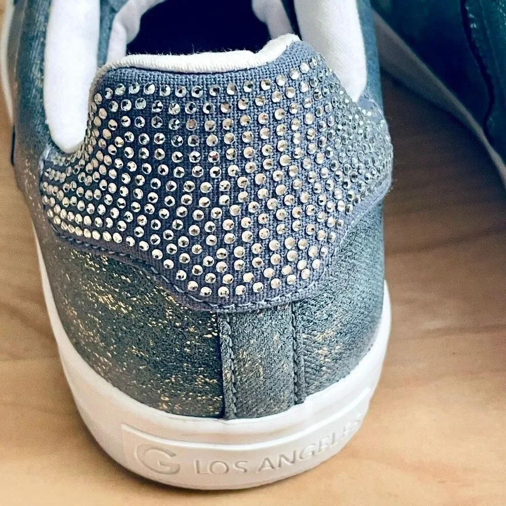 NWT Gorgeous GBG GUESS Los Angeles 11M Ggorry Denim Studded Rhinestones Sneakers